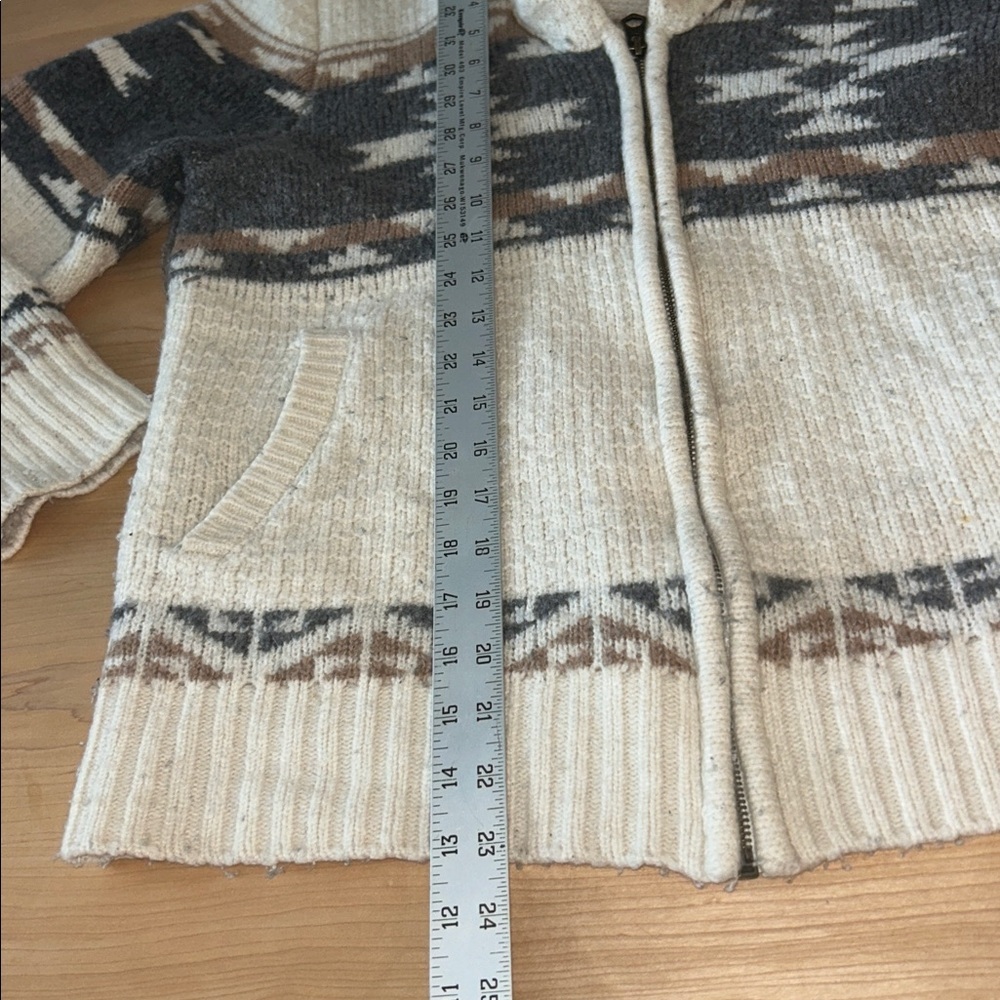 FAHERTY x B Yellowtail Wool Cashmere Fair Isle Zip Up Cardigan Sweater Size L - Picture 9 of 10